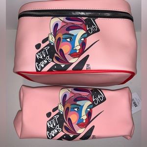 Pink Lomein cosmetic bag makeup duo set pair pinklomein art canvas woman